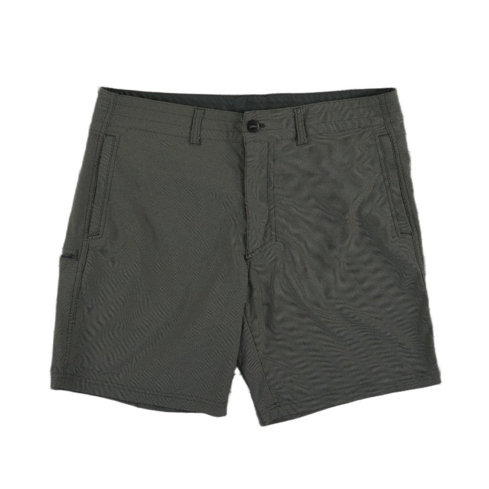 KUHL Flat Front Shorts Men's Size 34x8 Olive Green Hiking Outdoor Utility Travel